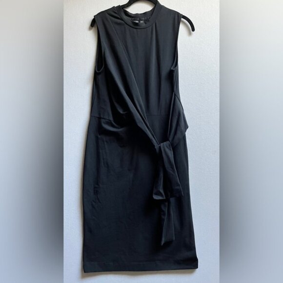 Icone Simone tie front midi sleeveless black midi dress Sz M - Picture 2 of 12